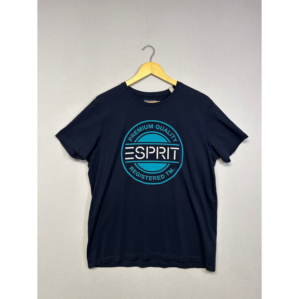 Streetwear Sustainable Esprit Mens Large Navy Graphic Logo Organic Cotton Tee